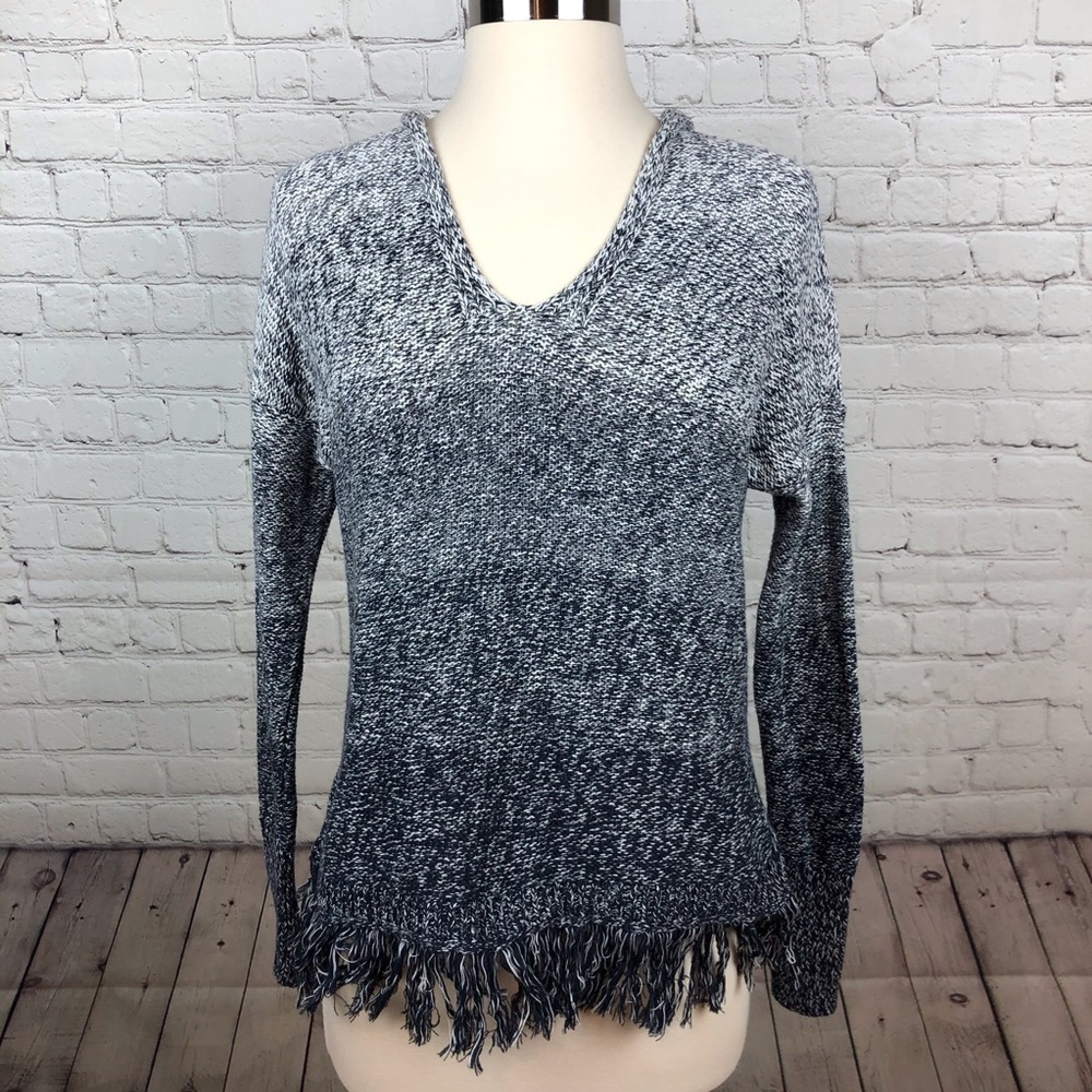 Hollister Hoodie Sweater w/fringe Navy/Wht…